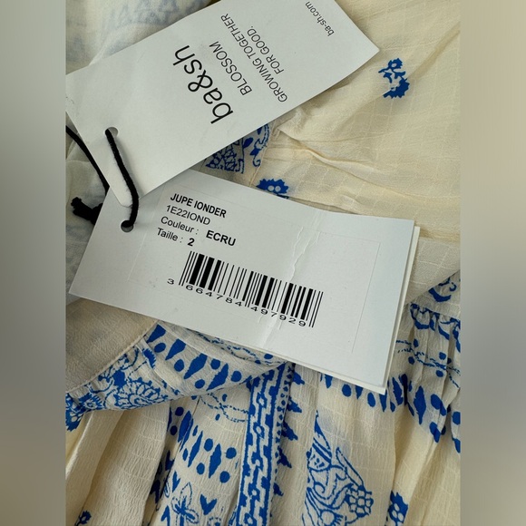 Ba&sh Londer Midi Skirt Bandana Print Ecru Cream / Blue Sz M/US 6 NWT - Picture 10 of 13